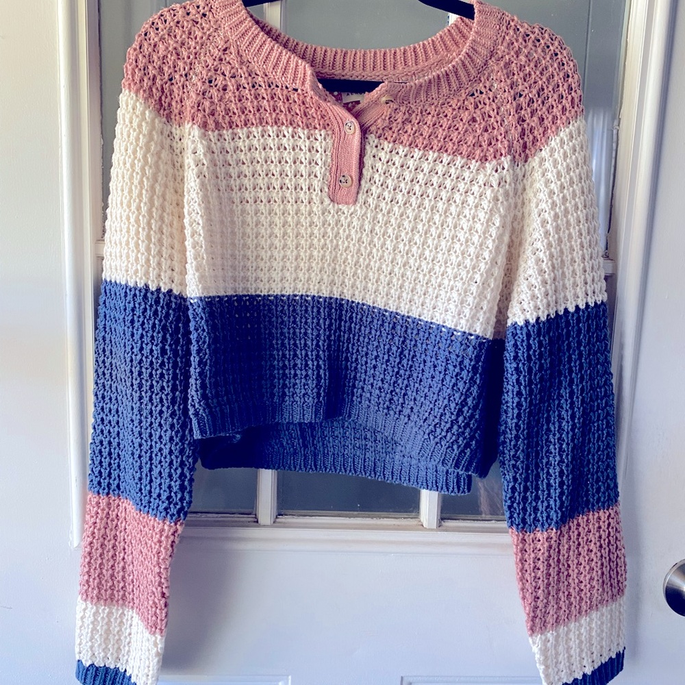 Aeropostale crop, waffle,color block sweater